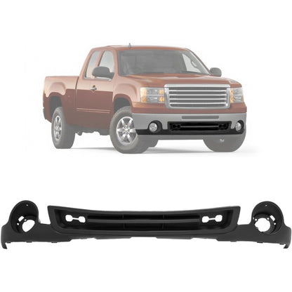 Front Bumper Lower Valance Compatible with 2007-2013 GMC Sierra 1500 Replacement for 15131299 GM1015100 Air Dam Deflector w/Tow Hook Hole, Fog Light Holes & Grille Provision