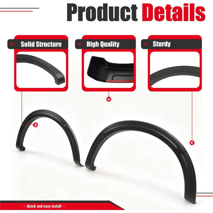 4Pcs Fender Flares Set Compatible with 2017-2022 Ford F-250/350 Super Duty Single Rear Wheel Front & Rear Wheel Arch Cover Protector Plastic(PP) Textured Black