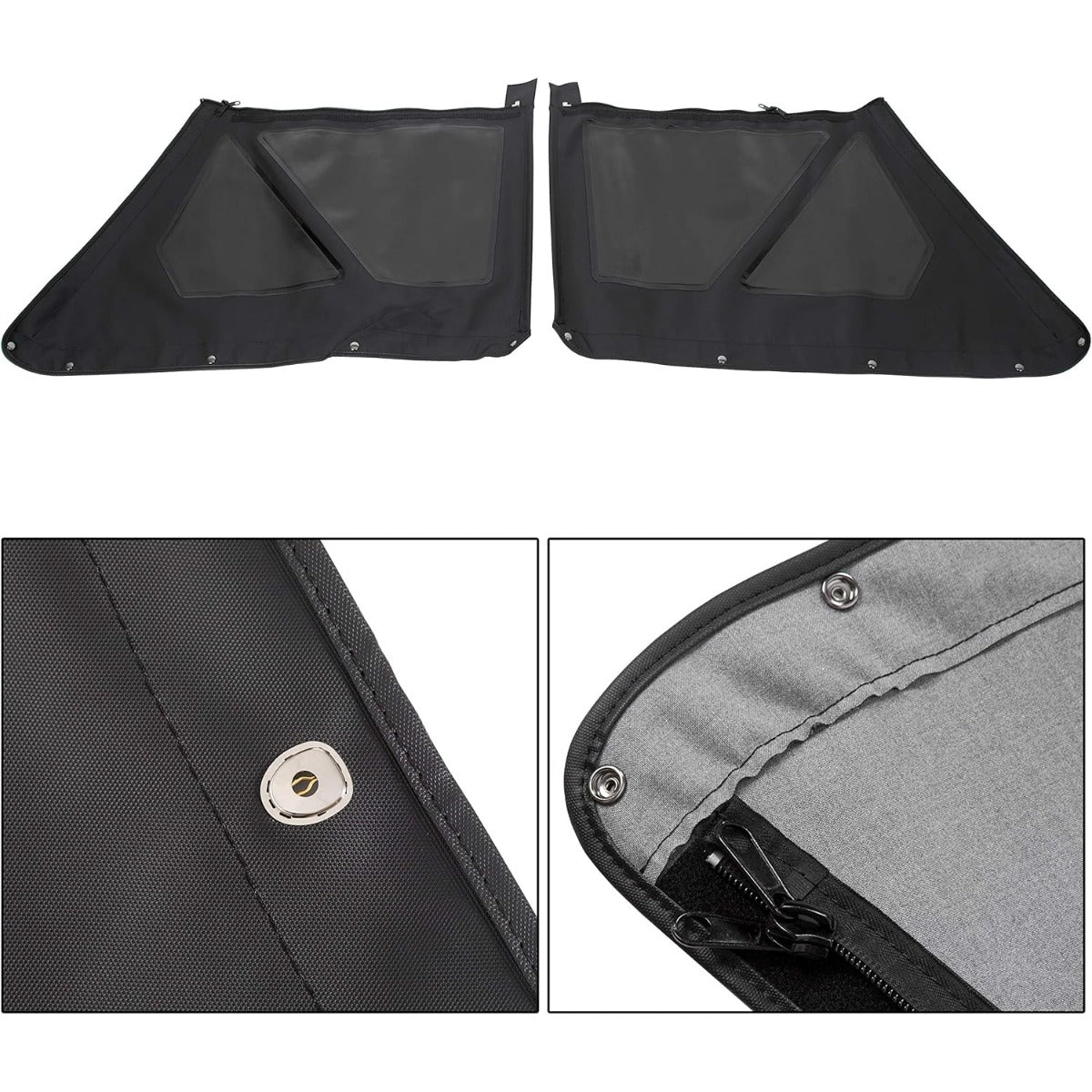 Soft Top Replacement Compatible with 1986-1994 Suzuki Samurai, Black Sailcloth Vinyl Soft Roof with Tinted and Zip Out Windows