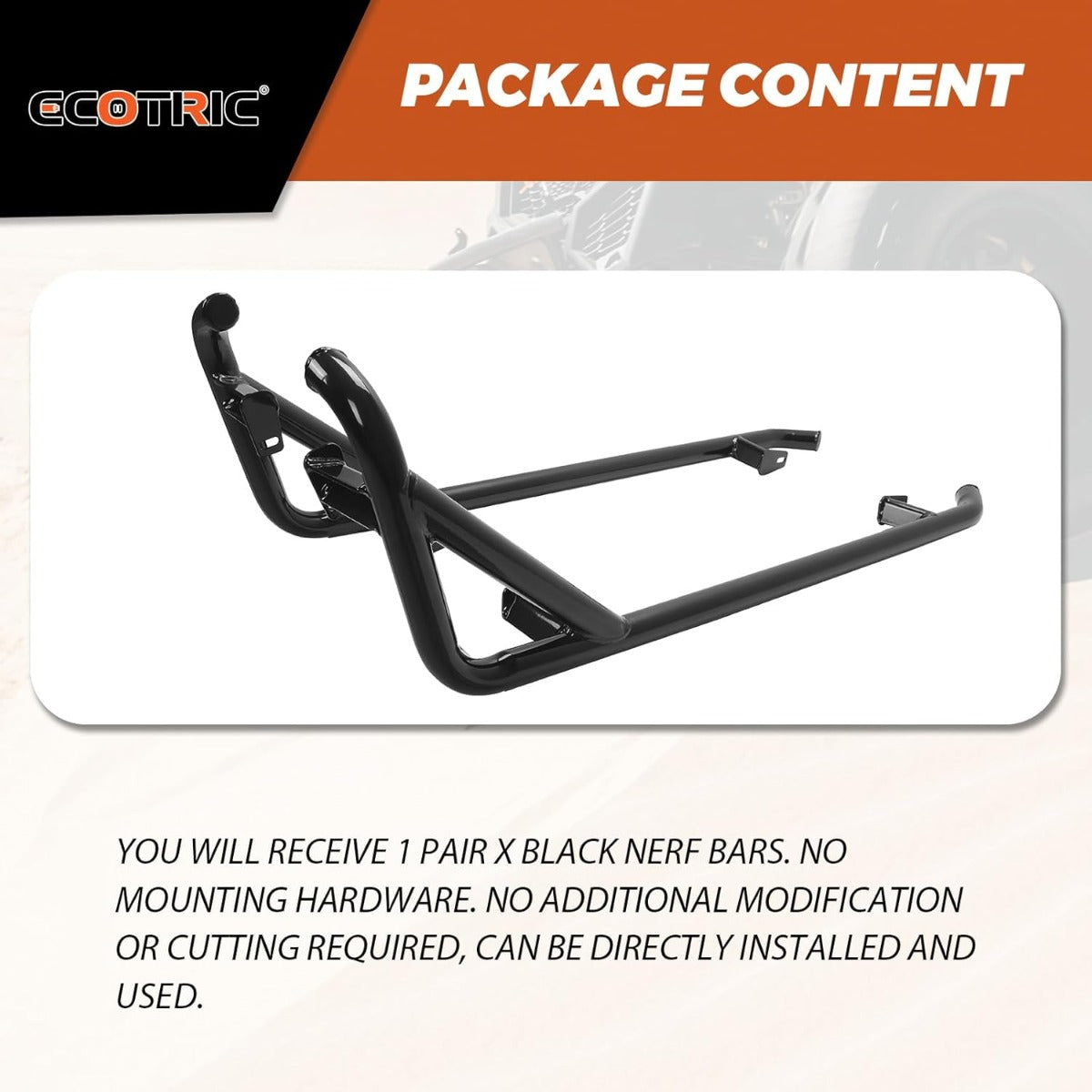 Black Nerf Bars Rock Sliders Compatible with 2014-2023 Polaris RZR XP 1000/ Turbo/Turbo S, RZR 900/900 XC/S 900/ S 1000 (2 Doors) Left & Right Side Steps - 2 Seater