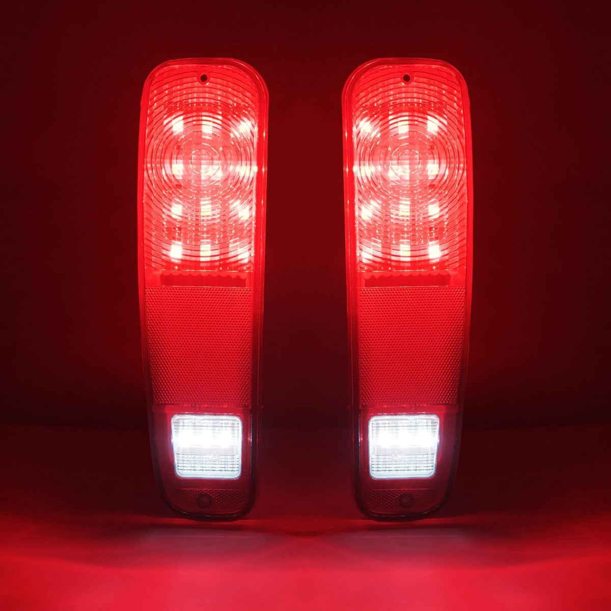 HECASA LED Tail Lights Brake Lamps Compatible with 1973-1977 Ford Pickup F100 F150 F250 F350 Driver & Passenger Side - Red Lens