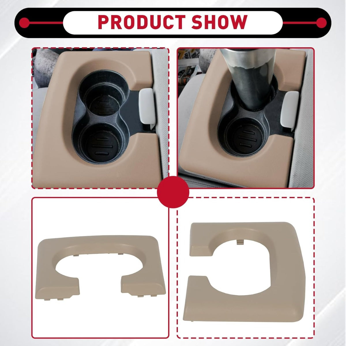 Center Console Cup Holder Armrest Pad Replacement Compatible with 2004-2014 Ford F150 TAN