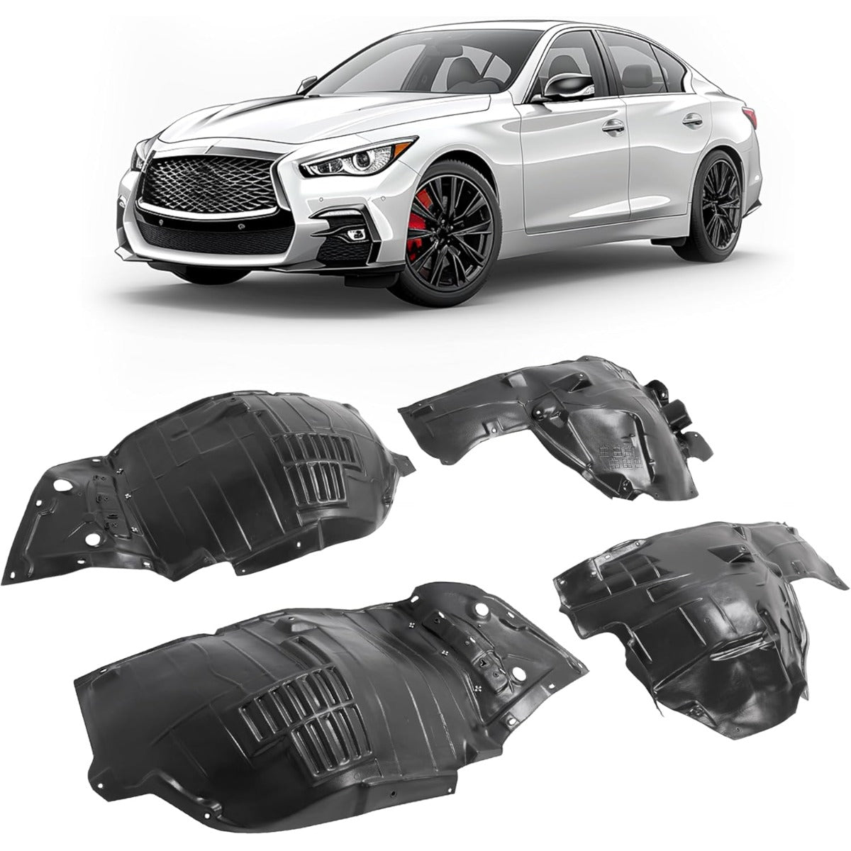 Front Fender Liner Inner Panel for 2014-2023 Infiniti Q50 Replacement for  Wheel Liner Splash Shield Guard Left & Right Side (Front Section)