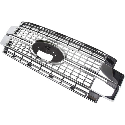 Front Bumper Hood Grille Grill Compatible with 2017 2018 2019 Ford F250 F350 F450 Super Duty Chrome (NOT ONLY OVERLAY) LYAP-293-1T