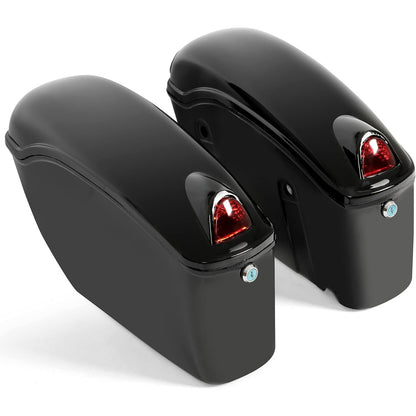 Black Universal Hard Saddle Bag Trunk Tail Box w/Top Rack & Backrest & Tail Light for Yamaha Cruiser