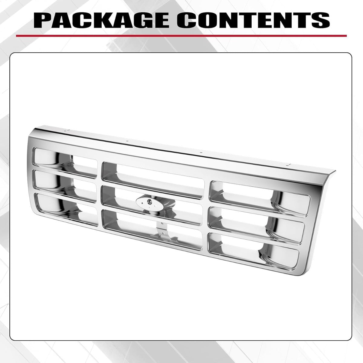 Front Grille Grill Compatible with 1992-1997 Ford Bronco F-150 F-250 HD F-350 Bumper Grille Replacement for FO1200173 F4TZ8200A Grill Assembly Chrome Silvery