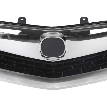 HECASA Front Grille Compatible with 2009 2010 ACURA TSX Silver ABS Plastic Grill With Moulding Trim