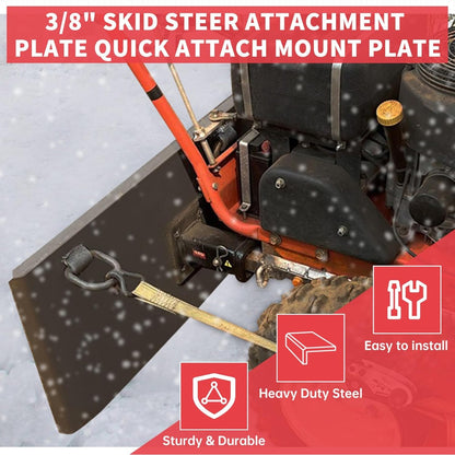 3/8 Inches Skid Steer Attachment Plate Quick Attach Mount Plate Compatible with Bobcat Kubota Skid Steers and Tractors Steel LYA-081-10