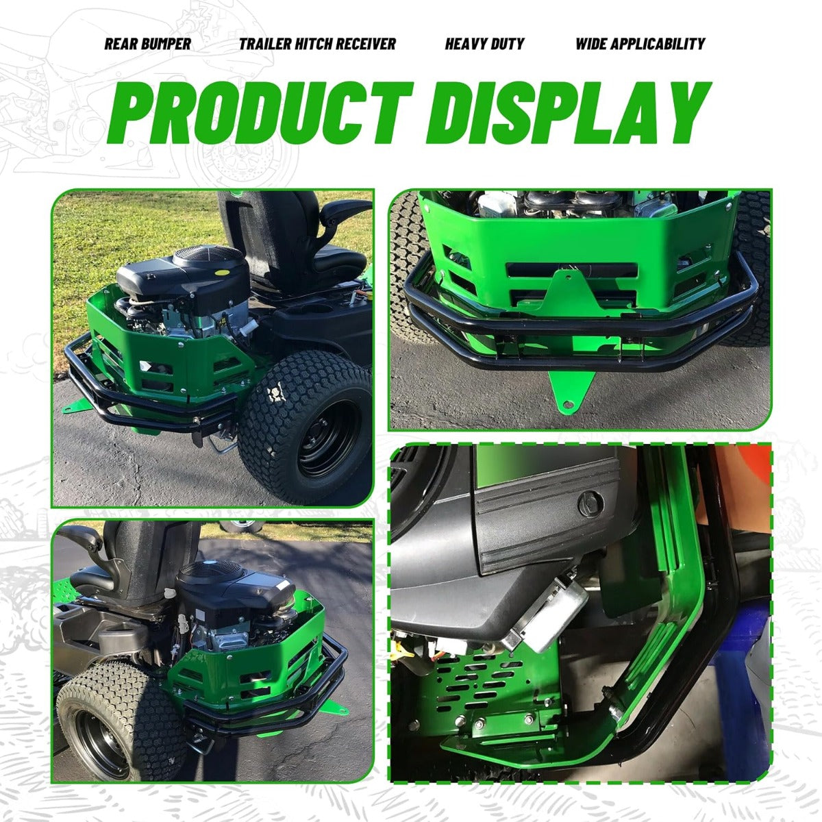 WUTIST Bumper Trailer Hitch Kit Compatible with Zero-Turn Mowers | Rear; Compatible with John Deere Zero-Turn Mowers Z235 Z255 Z335E Z335M Z345M Z345R Z355E Z355R Z365R Z375R; Steel