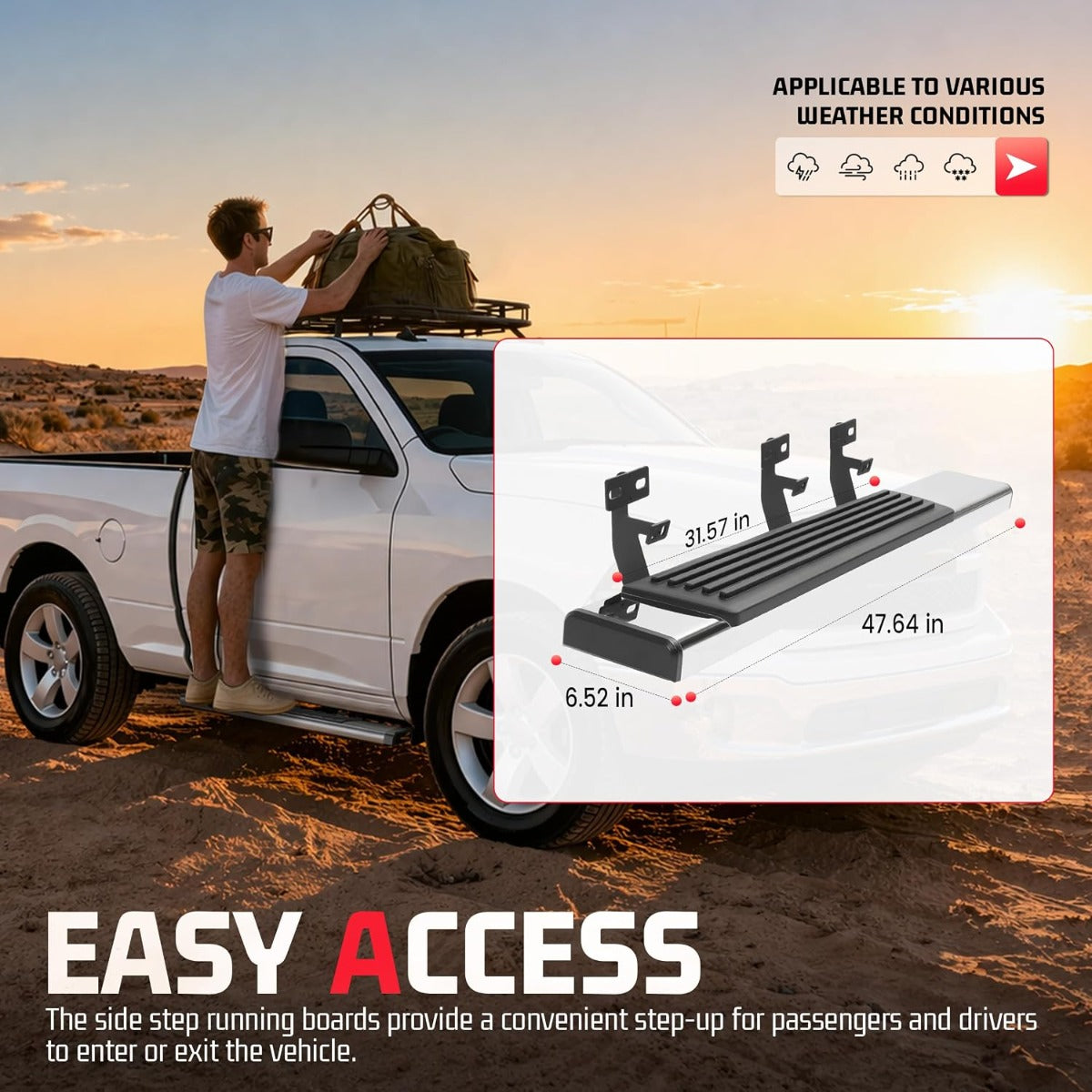 ALMULOO Side Steps Compatible with 2009-2026 Dodge Ram 1500 2500 3500