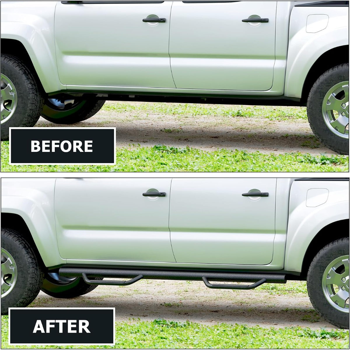 Running Boards Compatible with 2005-2023 Toyota Tacoma Double Cab Dropped Steps Side Steps Hoop Bar Nerf Bars Door (Matte Black)