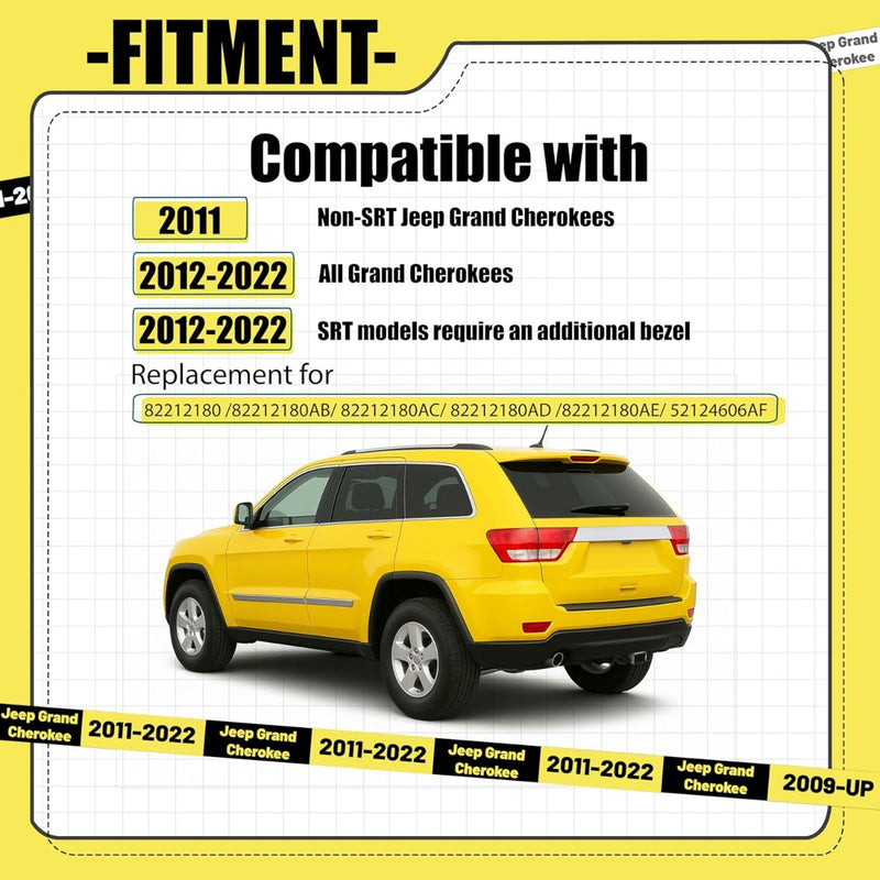 Class IV Trailer Hitch Receiver and Bezel Compatible with 2011-2022 Jeep Grand Cherokee Replacement for 82212180AC 82212180AD 3 Stages 2-inch Square Receiver (You Will Receive 2 Packages) LYAM-341-1+LYAM-341-3