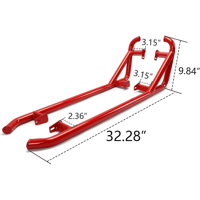Red Nerf Bars Rock Sliders Compatible with 2014-2023 Polaris RZR XP 1000/ Turbo/Turbo S, RZR 900/900 XC/S 900/ S 1000 (2 Doors) Left & Right Side Steps - 2 Seater LYPS-007-2