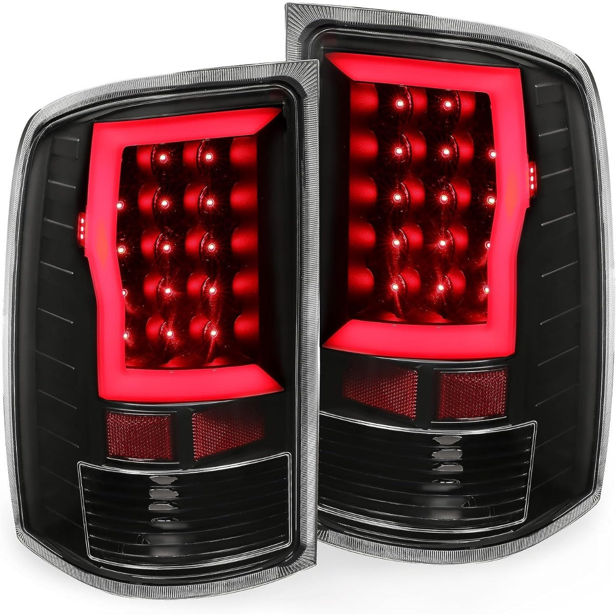 HECASA Tail Lights Assembly Compatible with 2007-2014 GMC Sierra 1500 2500HD 3500HD Pickup Truck LED Tube Bar Rear Tail Lamp Driver and Passenger Side - Clear Lens & Black Housing