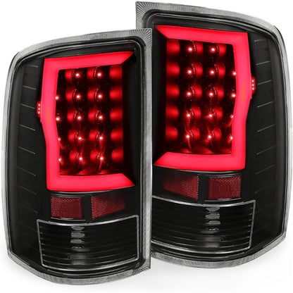 HECASA Tail Lights Assembly Compatible with 2007-2014 GMC Sierra 1500 2500HD 3500HD Pickup Truck LED Tube Bar Rear Tail Lamp Driver and Passenger Side - Clear Lens & Black Housing