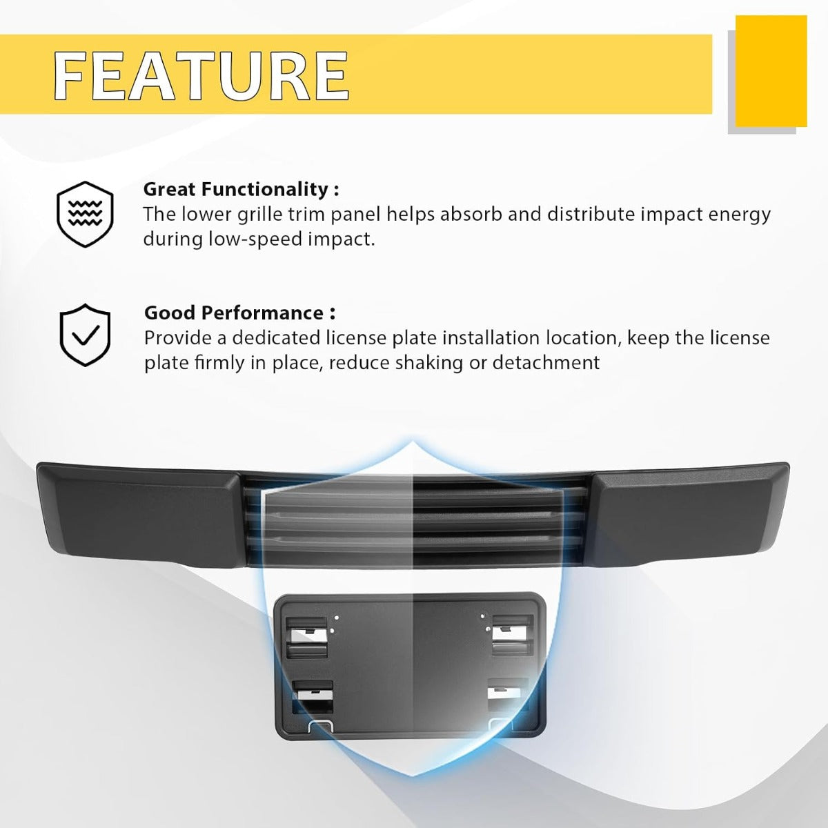 KUAFU Front Bumper Cover+License Plate Bracket Mount Compatible with 2015-2017 Ford F150 Models W/o Block Heater&Grille Shutters Replace for FO1044108, FO1068165, FO1044109, FL3Z17E810AA, FL3Z17A385A