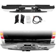 ECOTRIC Rear Step Bumper Compatible with 1999-2007 Chevy Chevrolet Silverado GMC Sierra 2500 HD 3500 Heavy Duty W/License Plate Lights Replacement for GM1103129 12473000 GM1103141 GM1191121 Steel LYAM-285S