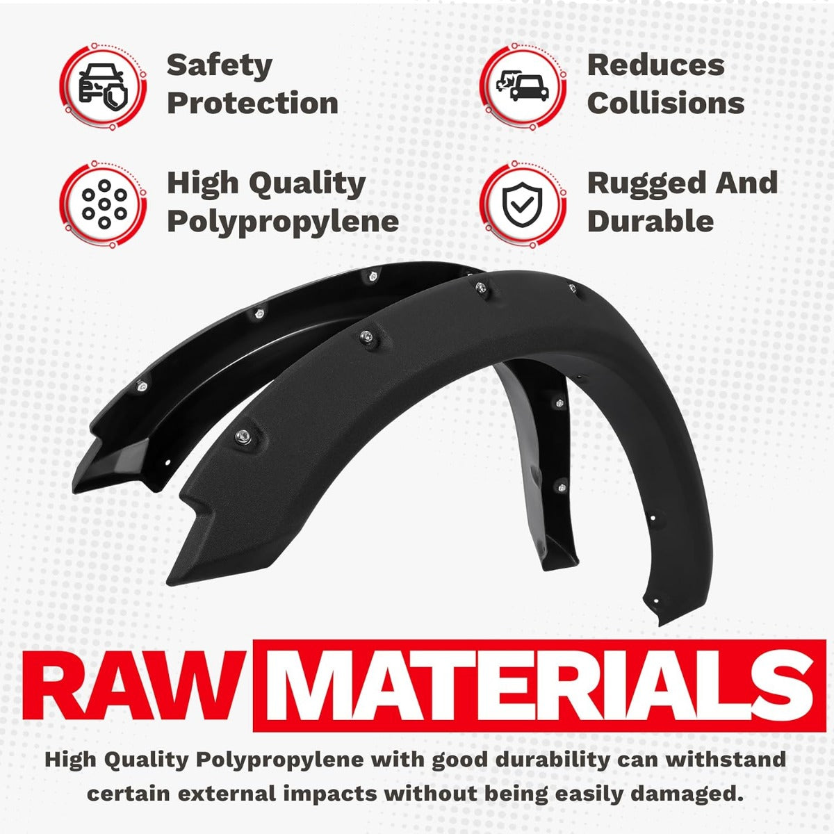 Fender Flares Compatible with 2009-2010 Dodge Ram 1500/2011-2018 Ram 1500/2019-2023 Ram 1500 Classic Fleetside, Truck Wheel Flares Wheel Cover Textured Black Rivet Style 4Pcs LYAP-247