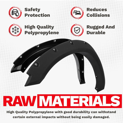 Fender Flares Compatible with 2009-2010 Dodge Ram 1500/2011-2018 Ram 1500/2019-2023 Ram 1500 Classic Fleetside, Truck Wheel Flares Wheel Cover Textured Black Rivet Style 4Pcs LYAP-247