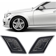 HECASA Pair LED Side Marker Lights Compatible with 2008-2011 Mercedes-Benz C300 C350 C63 AMG 4 Door Sedan Models Side Marker Lamps Replacement for MB2554100 MB2555100 LH&RH Smoke Lens Black Housing