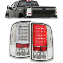 ALMULOO Pair LED Tail Light Compatible with 07-13 GMC Sierra 1500 & 07-14 GMC Sierra 2500HD 3500HD Replacement for GM2800208 GM2801208 Rear Lamp Clear Lens Chrome Housing Plastic Left&Right