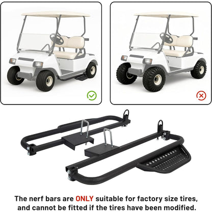 Kojem Running Boards W/Brackets Compatible with 2004-2008 Electric Club Car DS Golf Carts Only with 4 x 12-Volt Batteries Nerf Bars Black Steel Side Step