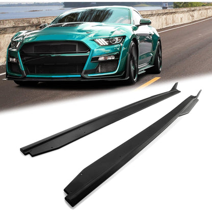 Side Skirts Body Kit Compatible with 2015-2023 Ford Mustang Exterior Rocker Panels Guard Extension Splitter Replacement w/Winglet Black Pair