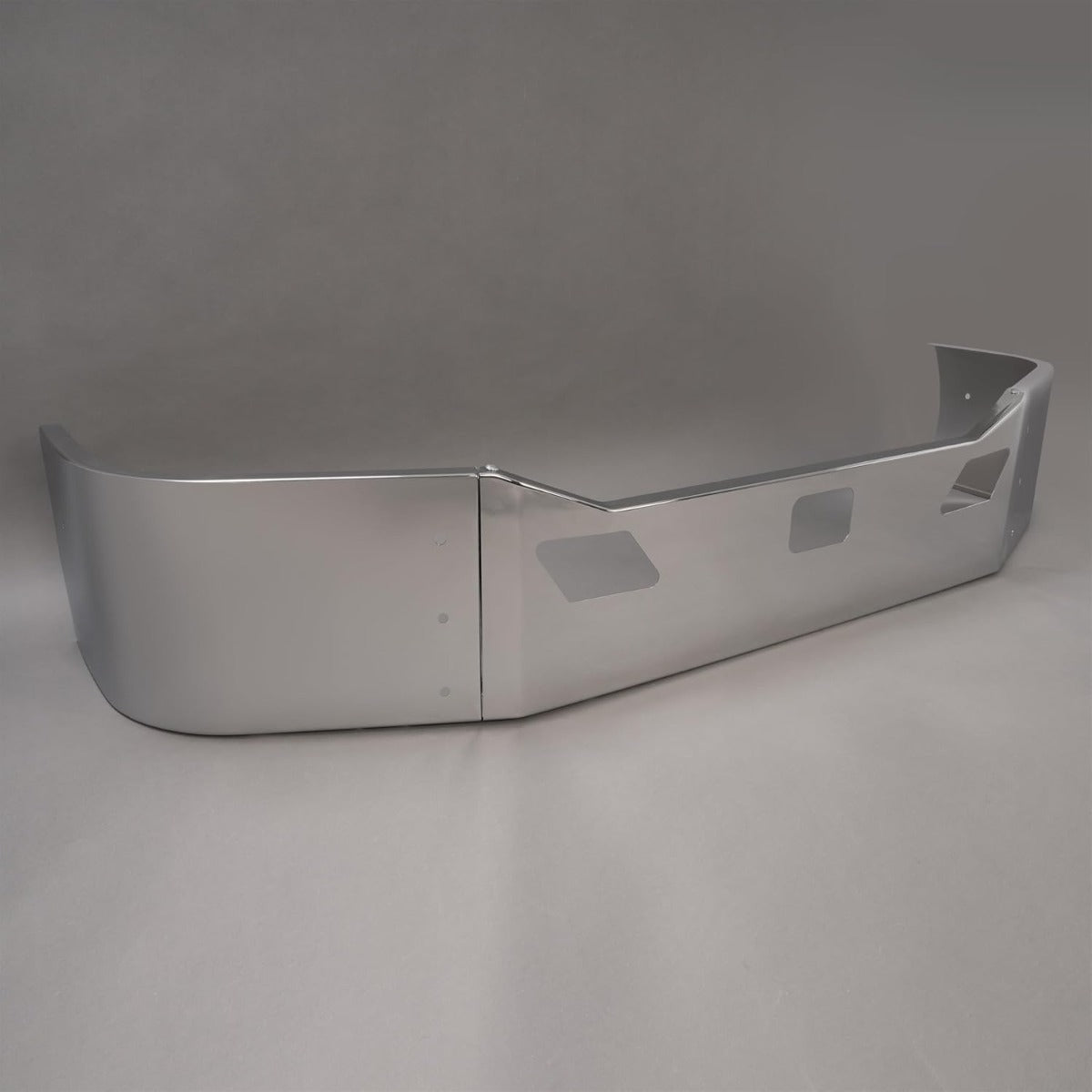 Front Bumper Assembly Compatible with 2011-2022 Kenworth T680 w/Two Tow &Custom Radar Sensor Cut-out w/Brackets 3PCs Steel Chrome Silvery