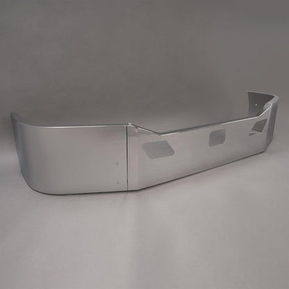 Front Bumper Assembly Compatible with 2011-2022 Kenworth T680 w/Two Tow &Custom Radar Sensor Cut-out w/Brackets 3PCs Steel Chrome Silvery