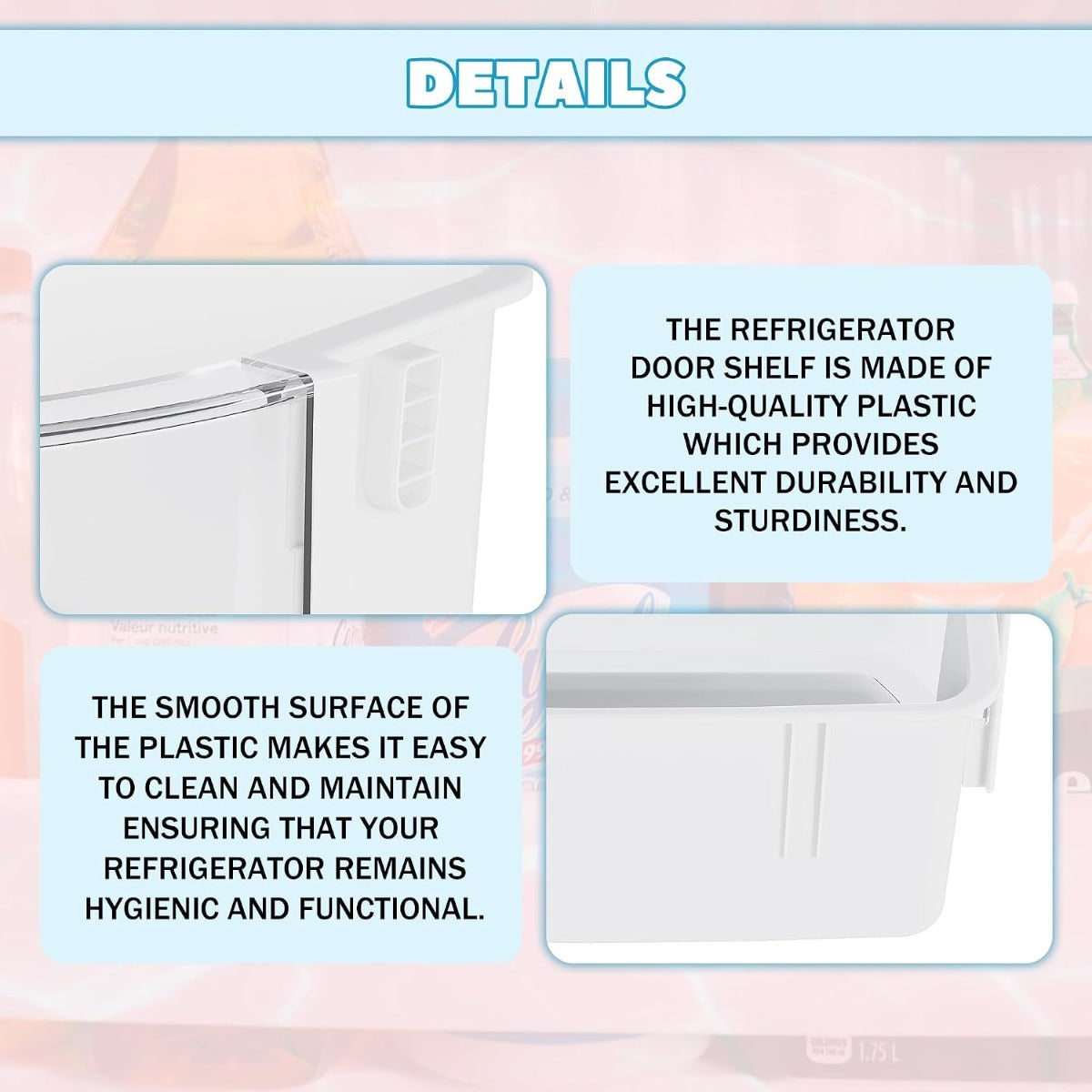 Kojem DA97-12935A Refrigerator Door Shelf Replacement Compatible with Samsung RF220NCTABC RF220NCTASP RF220NCTASR RF220NCTAWW Fridger Door Shelves Bin White+Clear Plastic