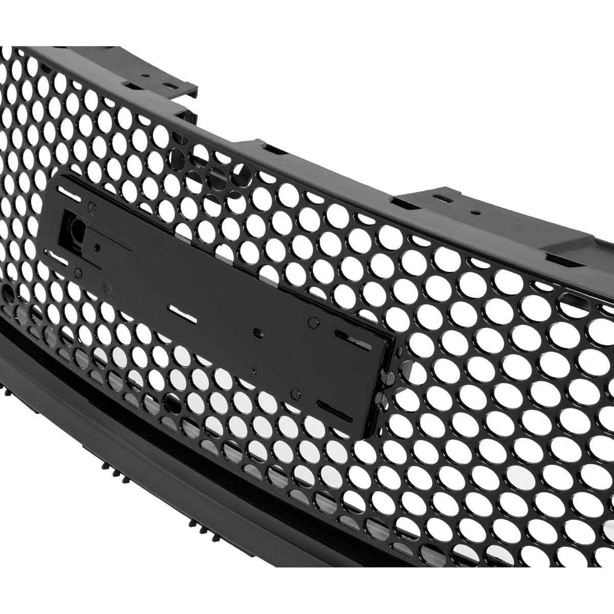 Front Upper Grille & Lower Grill & Molding Compatible with 2007-2013 GMC Sierra 1500 Denali Front Bumper Center Hood Grill Painted Gloss Black 3PCS