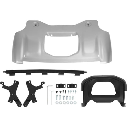 Front Under Shield Skid Plate Kit Compatible with 2020-2025 Land Rover Defender 90 110 130 Splash Lower Bumper Protector Guard Aluminium+Plastic+Steel Powder Coated Silvery