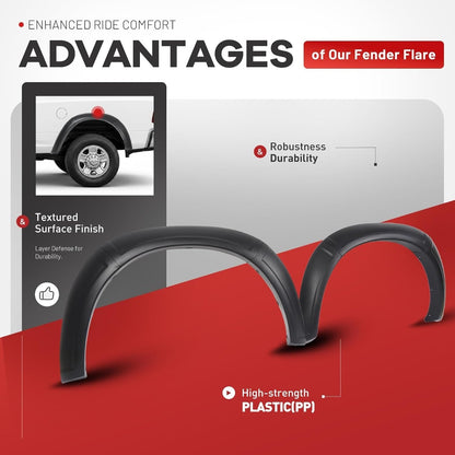 10Pcs Fender Flares Compatible with 2019-2025 Ram 2500 3500 | 22-23 Models w/o Lower Body Cladding Trim Plastic(PP) Wheel Arch Covers Textured Black