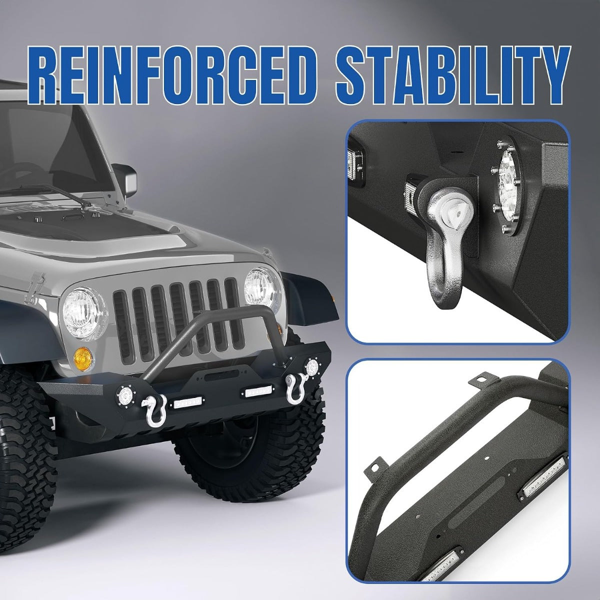 KUAFU Bumper Compatible with Wrangler JK Unlimited JL Gladiator JT