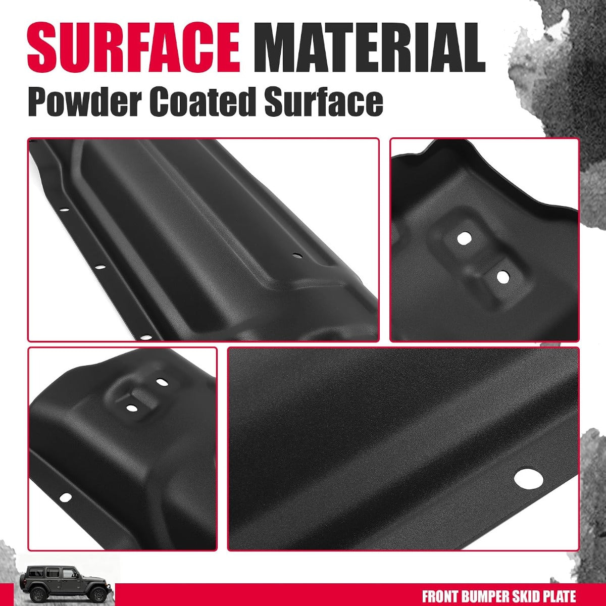 Front Bumper Skid Plate Compatible with 2018-2025 Jeep Wrangler 2020-2025 Jeep Gladiator Steel Skid Plate Cover Replacement for 68293984AB