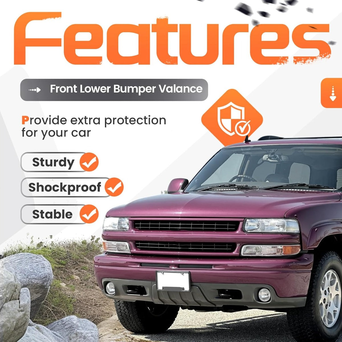 Front Lower Bumper Valance Compatible with 2003-2006 Chevy Chevrolet Suburban 1500 Tahoe Z71 w/Fog Light Hole & Tow Hook Hole Replace for GM1092209 15766483 Lower Bumper Cover Air Dam Deflector