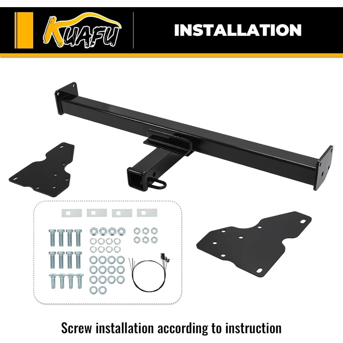 2-Inch Receiver Class 3 Trailer Hitch Compatible with 2018-2024 Volkswagen Tiguan All Black Towing Hitch Receiver