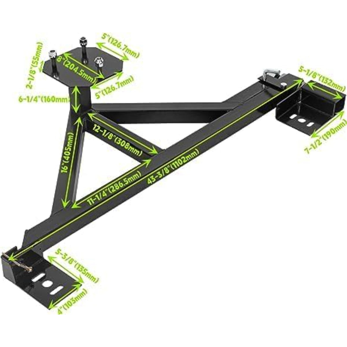 Spare Tire Carrier Mount Compatible with Hummer H2 with Rear License Plate Relocating Kit w/Light Black