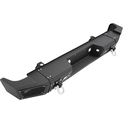ALMULOO Rear Bumper Assembly Compatible with Chevy/Chevrolet Silverado GMC Sierra 2500 3500 HD 2007-2010 W/ 4 x LED lights, 2 x D-rings Steel 2 Packages