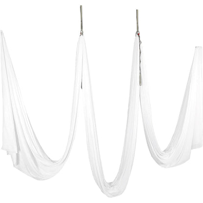 Kojem Aerial Silk Fabric Yoga Swing Kit For Fitness Yoga Inversions Flexibility Core Strength Dance White Nylon Fabric 6.6/13.1 Yards
