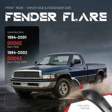 4Pcs Fender Flares Compatible with 1994-2001 Dodge Ram 1500 2500 3500 Wheel Arch Covers Plastic(PP) Textured Black