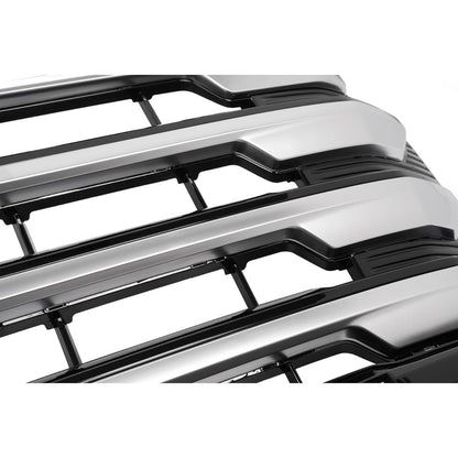 Front Grill Compatible with 2022-2024 Chevrolet Silverado 1500 High Country Front Bumper Grille Plastic(ABS) Painted+Chrome Black+Silvery Replacement for 84884906 85516948
