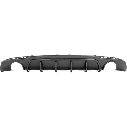 KUAFU Rear Bumper Diffuser Compatible with 2015-2023 Chrysler 300 Models Dual Round Exhaust Shark Fin Rear Bumper Lower Spoiler Valance Diffuser Lip Splitter Plastic(ABS) Carbon Fiber Color
