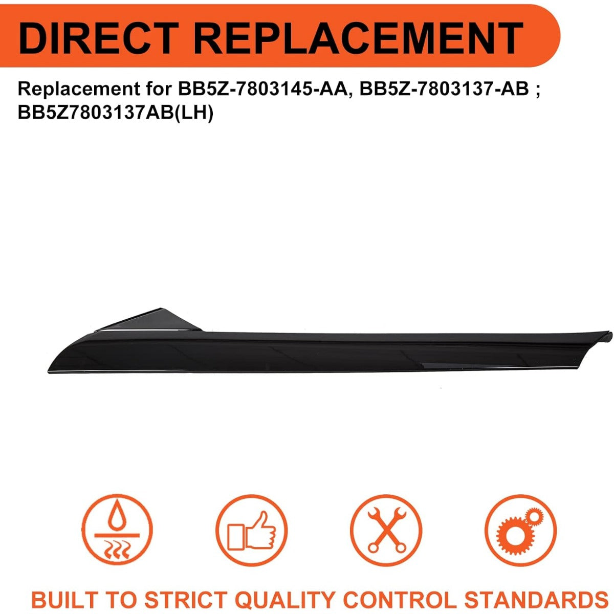 Left A-Pillar Molding Windshield Outer Trim Compatible with 2011-2019 Ford Explorer 4 Door Utility Replace for BB5Z-7803145-AA, BB5Z-7803137-AB W/Side Tape (Driver Side) LYAP-338-1