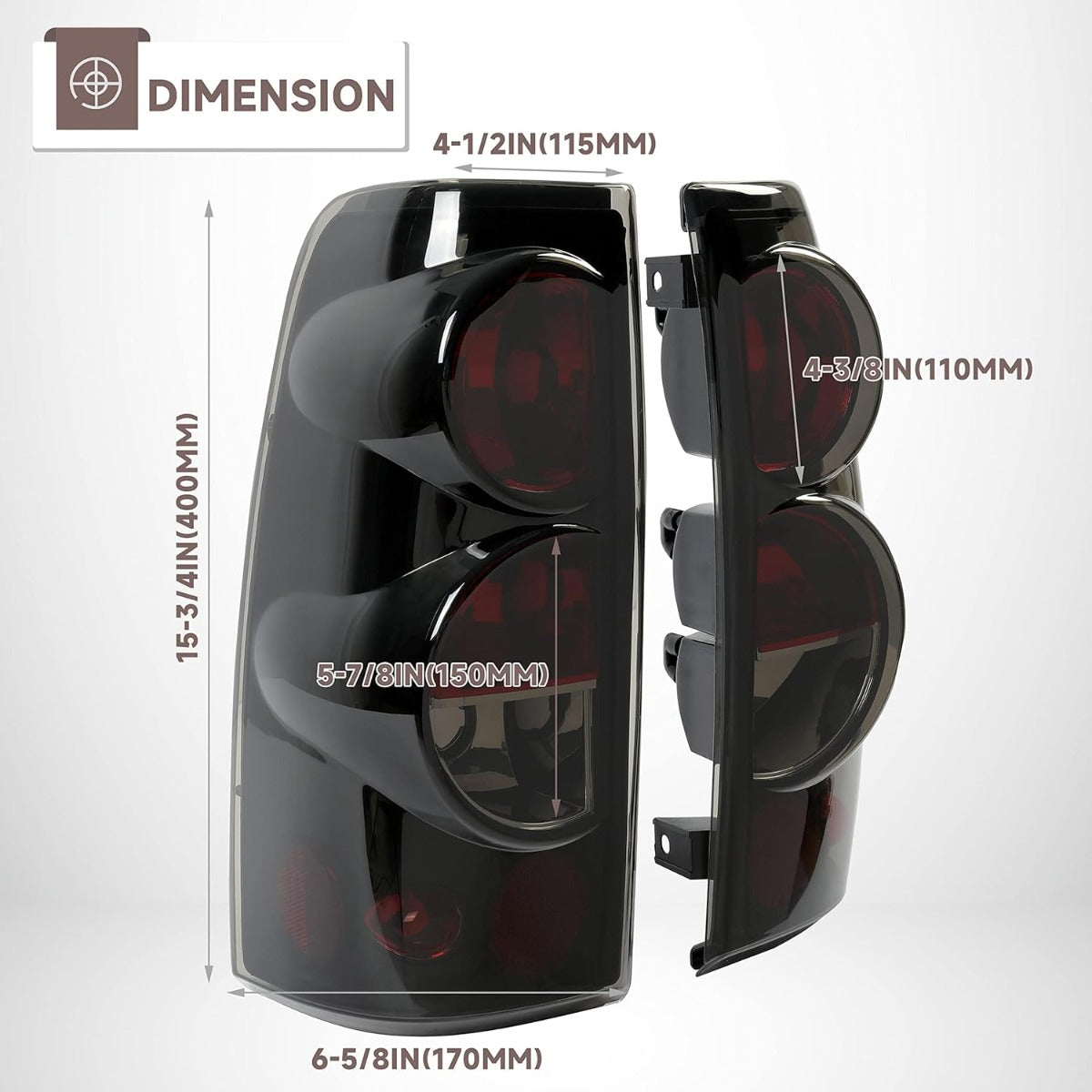 Taillight Tail Lights Pair Compatible with 1999-2007 Chevy Silverado 1500 2500 3500 Classic 1999-2003 GMC Sierra 1500 2500 3500 Taillight Brake Turn Signal Lamp Smoke Lens