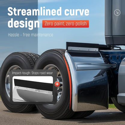 27" x 24" Quarter Fenders for Semi Trucks,for Freightliner Peterbilt Kenworth Volvo Mack, 304 Stainless Steel Mirror-Finished Fenders Right & Left