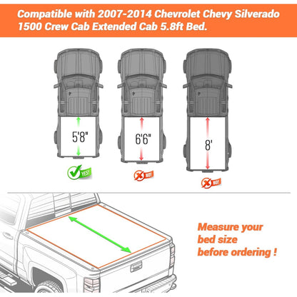 Truck Bed Rail Caps Cover Compatible with 2007-2014 Chevrolet Chevy Silverado 1500 Replacement for 72-41114 with Stake Holes Crew Cab Extended Cab 5.8ft Bed (Pair)