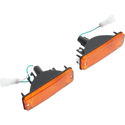 HECASA Turn Signal Lights Compatible with 1984-1988 Toyota 4Runner/Pickup, Front Bumper Lamps w/Bulbs Replacement for TO2521105 TO2530106, Left Driver And Right Passenger Side Yellow Lens