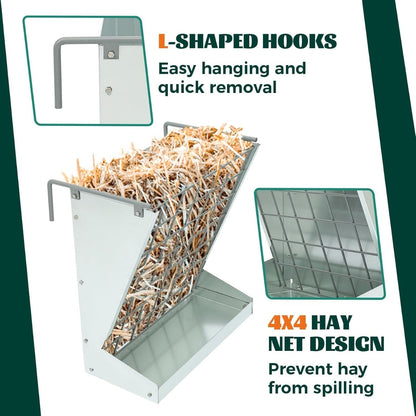 KUAFU Hay Feeder 2 in 1 Hay Rack Wall Mount Goat Feeders,Heavy Duty