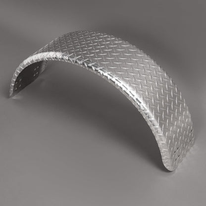 Diamond Plate Round Single Axle Trailer Fender Universal Fits Most 13"-15" Tires Aluminium Silvery 2PCS 31.48" L x 9.11" W x 15.24" H